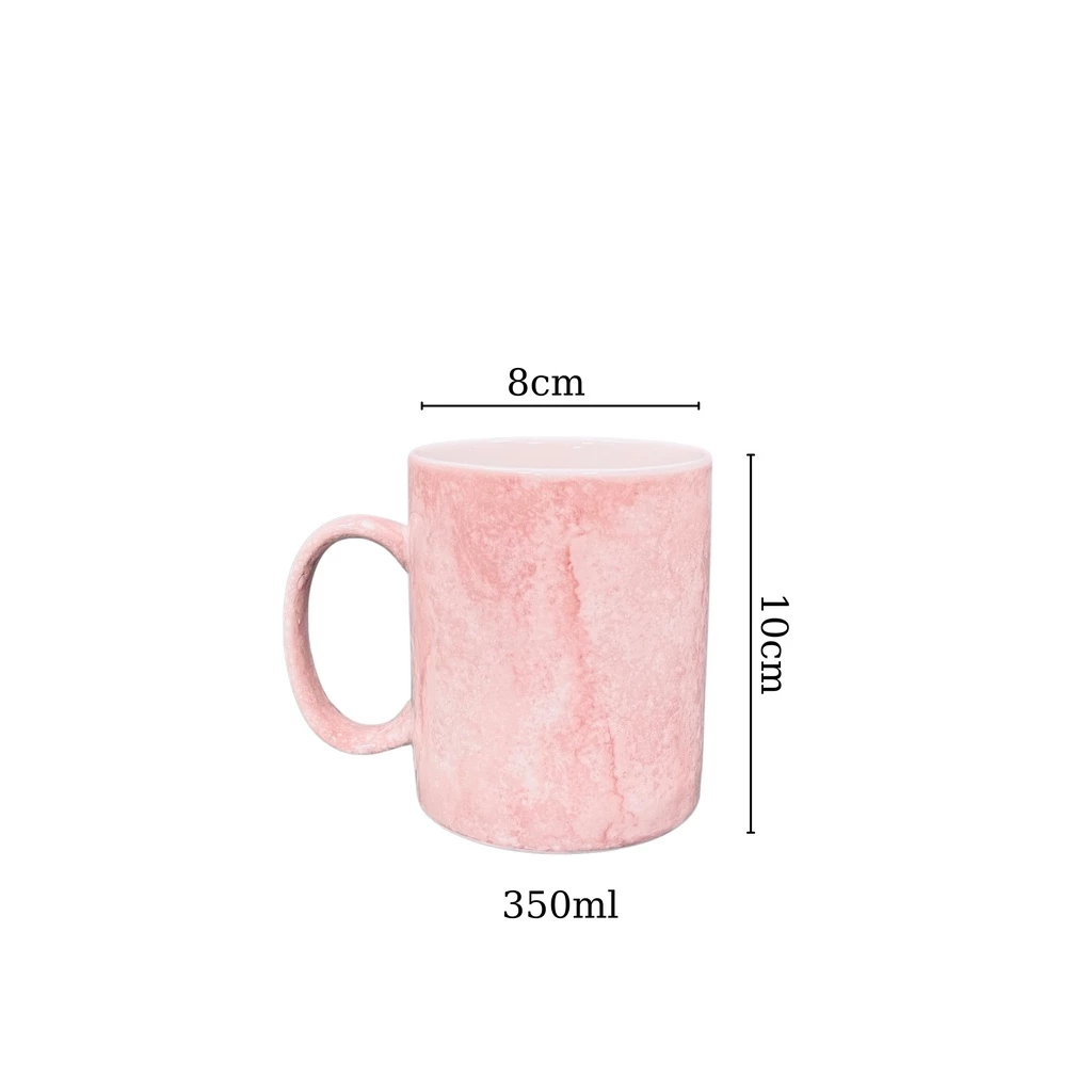 バッチャン焼き 本格 石目調釉薬 マグカップ 330ml ピンク 水・お茶・コーヒー兼用 ベトナム伝統工芸品