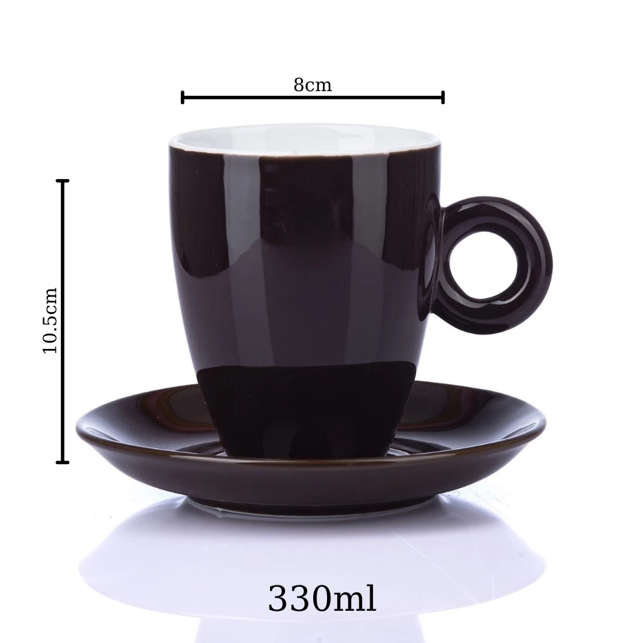 バッチャン焼き 火変釉ストーンウェアマグカップ 蓋付き 茶・コーヒー兼用 330ml ブラウン 無地