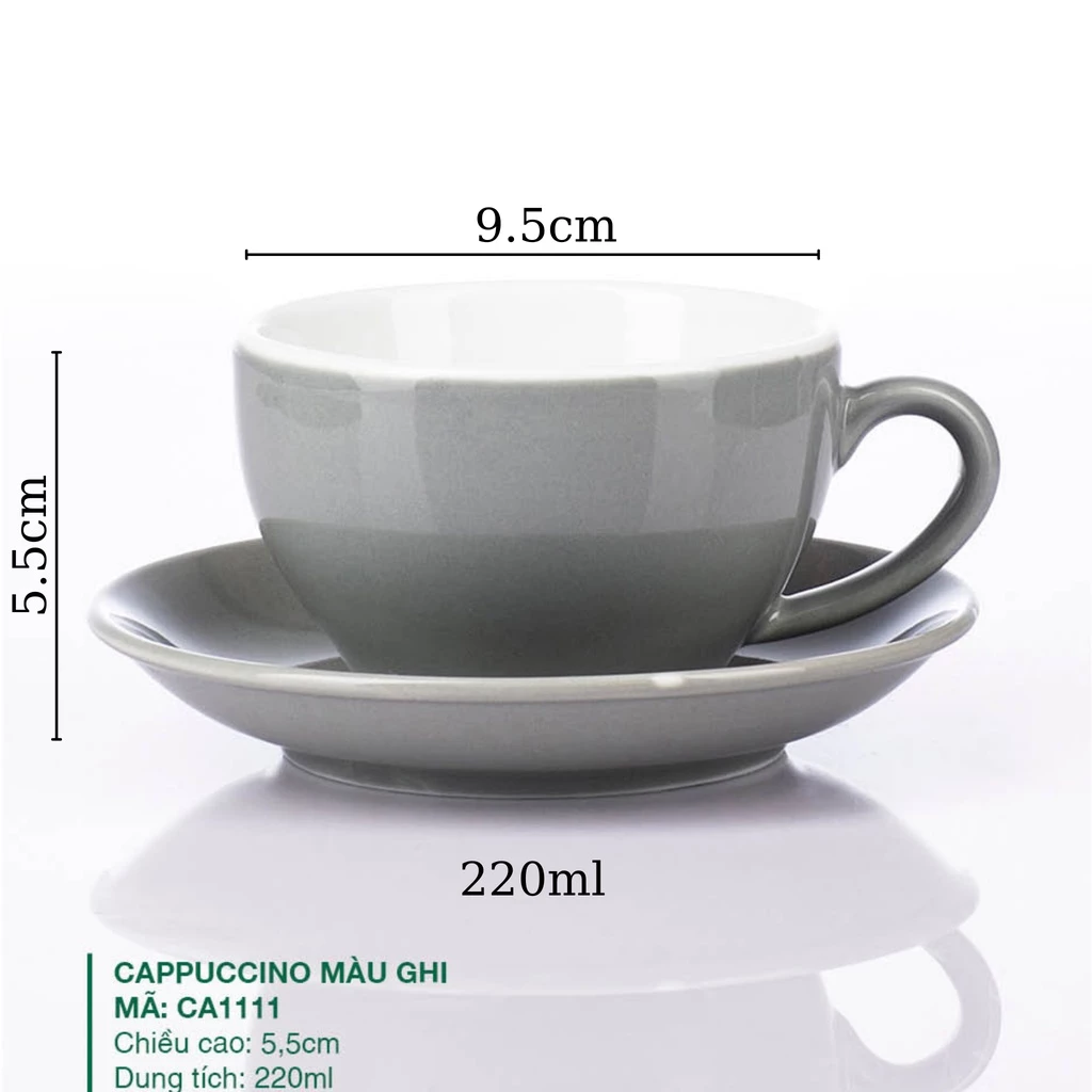 バッチャン本場 石目調セラミック カプチーノカップ 220ml 無地グレー