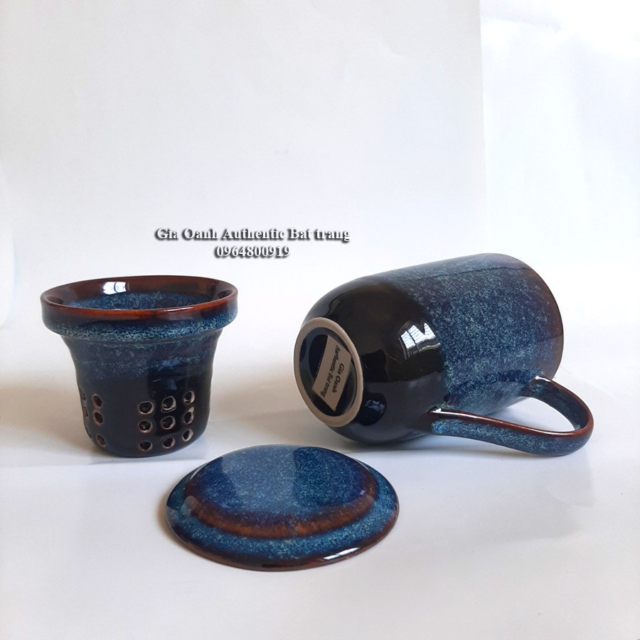 バッチャン焼き(陶器) のティーフィルターセット 蓋付き OANH GIA AUTHENTIC BAT TRANG