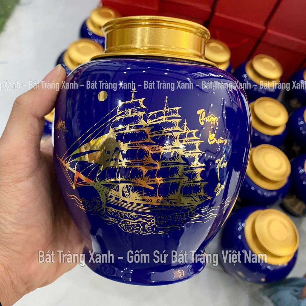 バットチャン TBXG 茶筒 密閉蓋付き 中サイズ Bát Tràng陶器製品