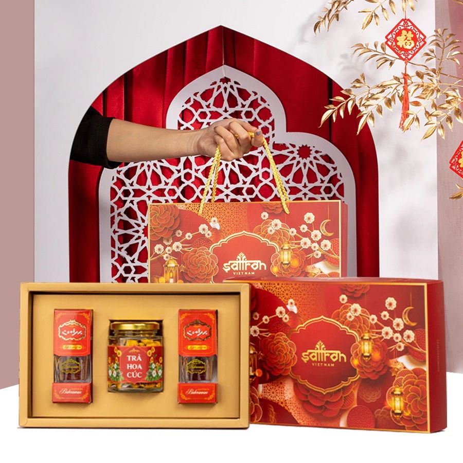バーラマン サフラン 2g & 菊花茶 8g 贈答用セット【サフラン蜂蜜・ロータス・冬虫夏草入り】