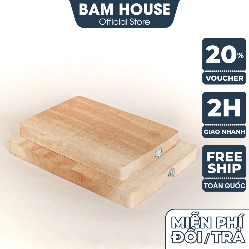 Bam House 高級天然木まな板 長方形 厚さ2.6cm フック穴付き TGCN02 - 32x24x2.6cm