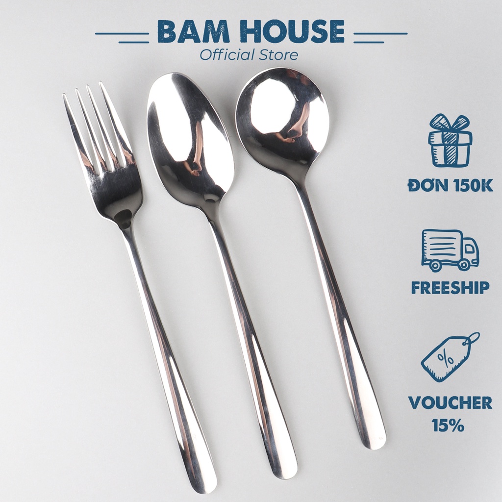スプーン&フォーク ステンレススチール MXM01 長めで厚く超光沢のあるハンドル Bam House