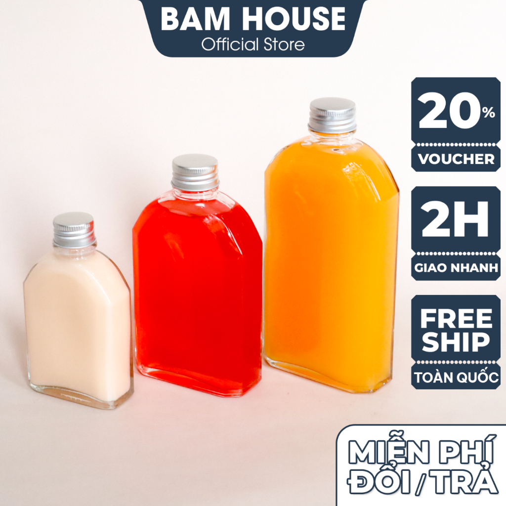 Bam House フラット ガラスボトル 肩カット デザイン 100ml バムハウス