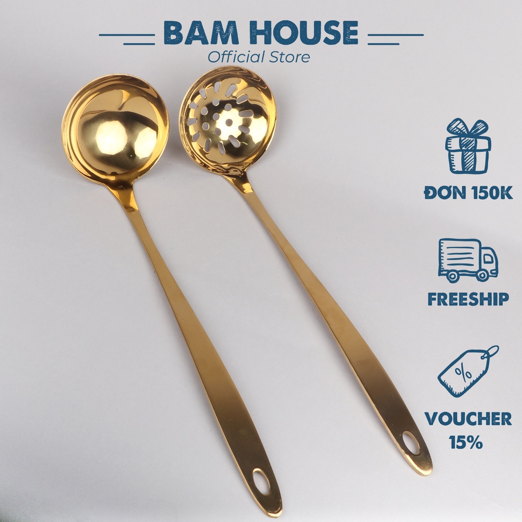 ステンレススチール パッチングスプーン&スプーン SVV02 金箔 高品質 高級感のあるデザイン Bam House