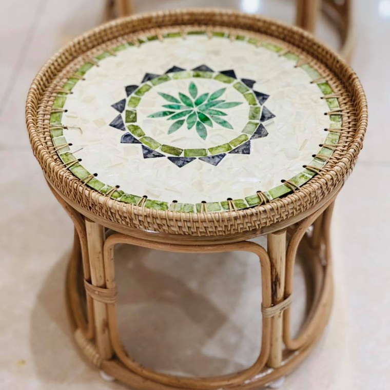 竹ティーテーブルベミアオヴィンテージの装飾|輸出用の手工芸品、ミニテーブル、リビングスペースのカフェの装飾 - 小さなサイズ-BE13
