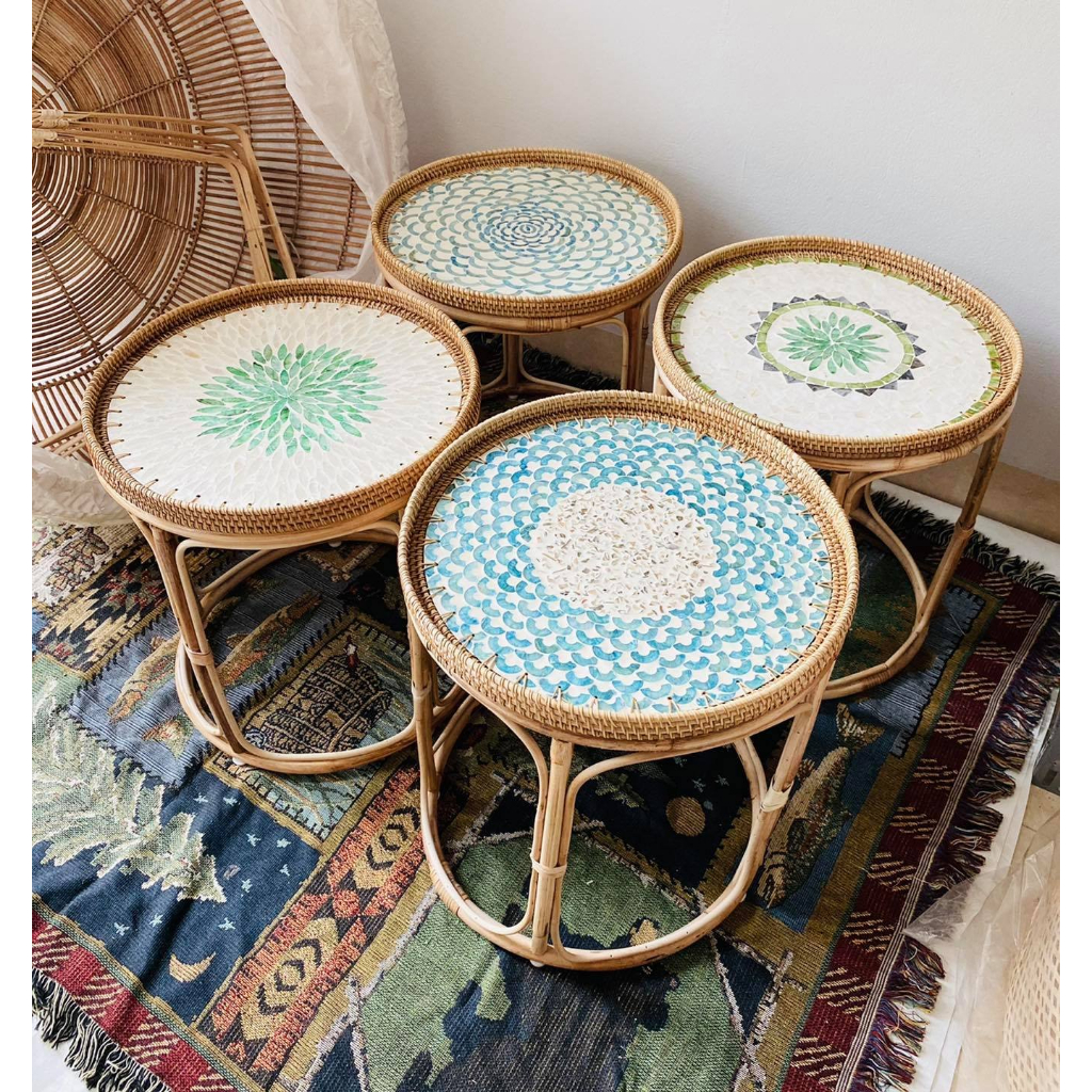 竹ティーテーブルベミアオヴィンテージの装飾|手工芸品の輸出、ミニテーブル、カフェ装飾リビングスペース - 大きなサイズ-BE15