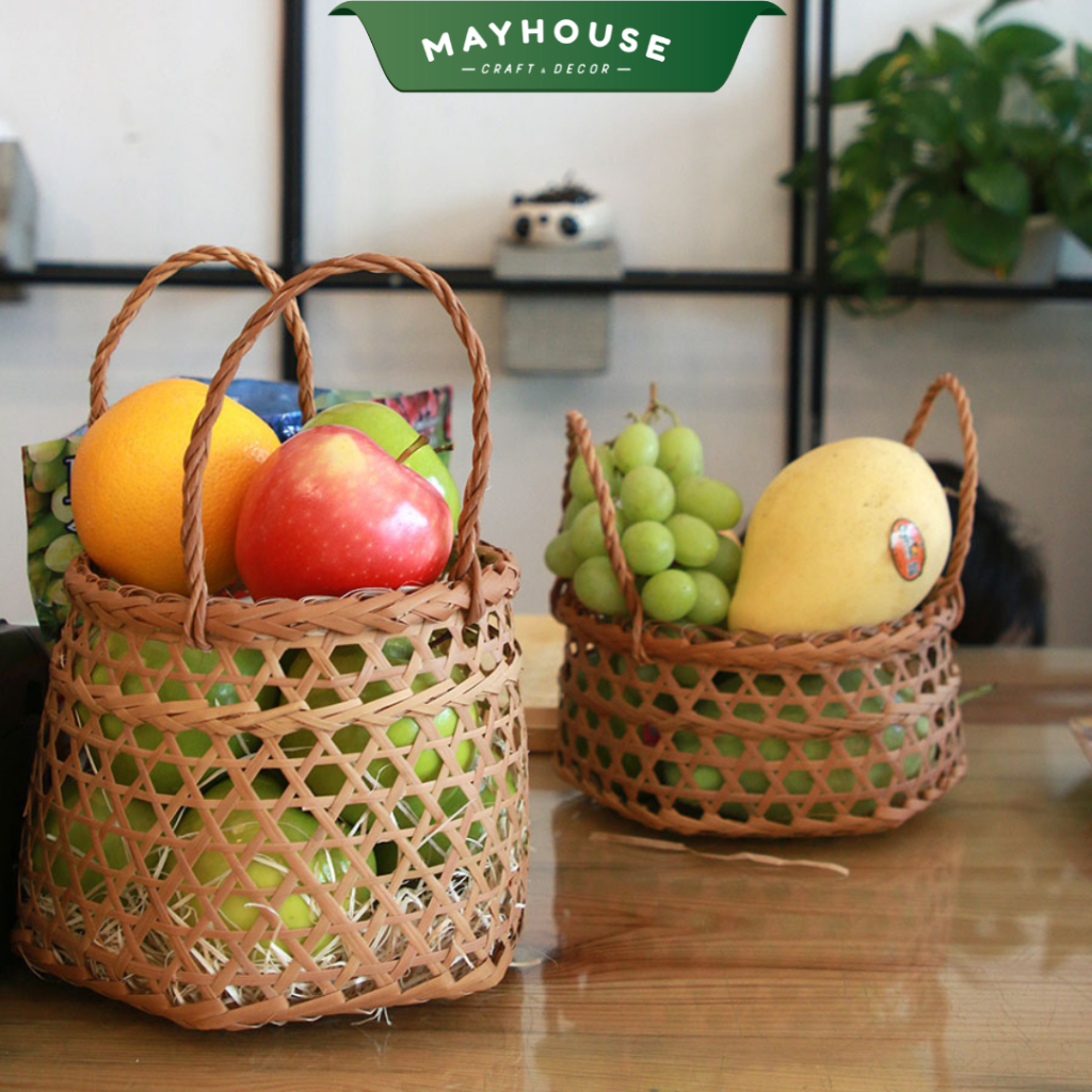 藤と竹のバスケット 防カビ 軽量 耐水性 野菜や果物用 MAYHOUSE CRAFT&DECOR