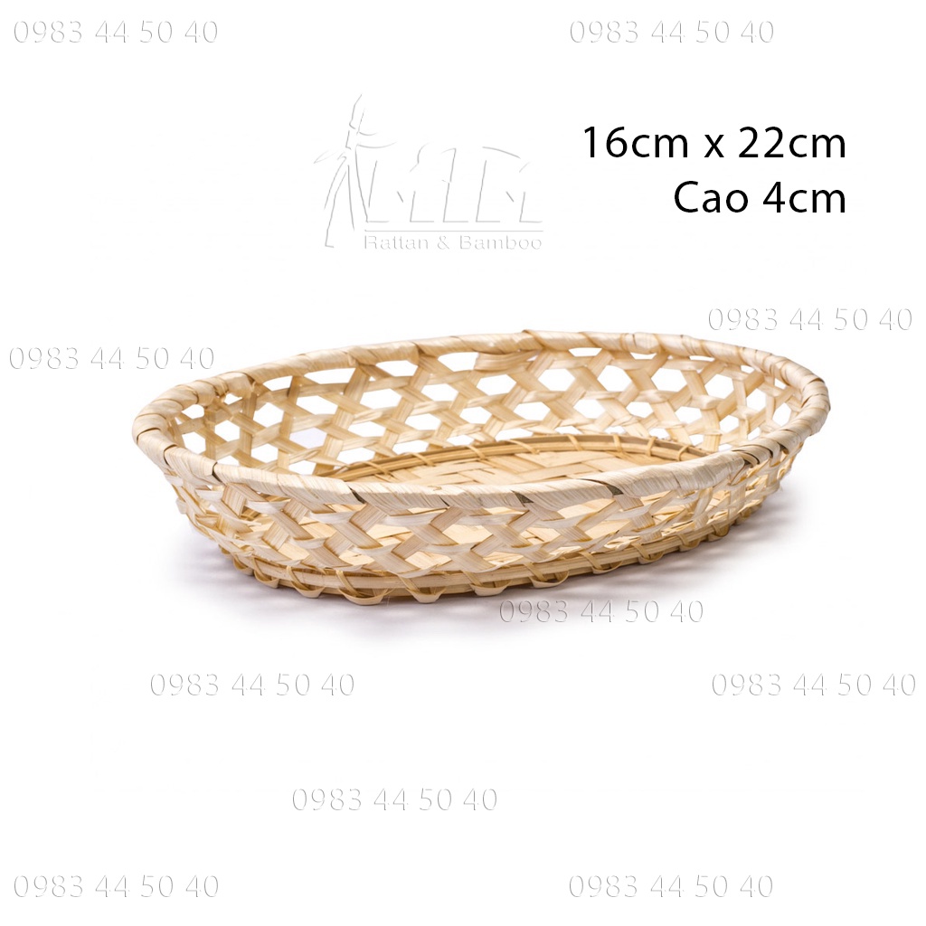 Bamboo Tray Baminum Bamboo（白） - 食品装飾、製品写真 - 楕円形のディスク写真