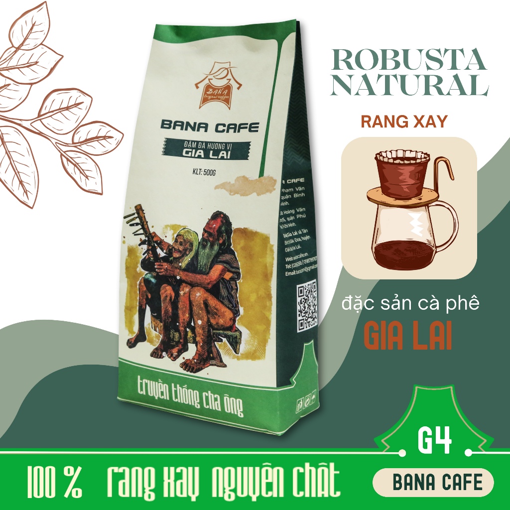 バナ カフェ G4 コーヒー |ロブスタ種100％ナチュラルピュアローストコーヒー（フィルター付バターロースト） |コーヒー - 500gr - ミディアムロースト