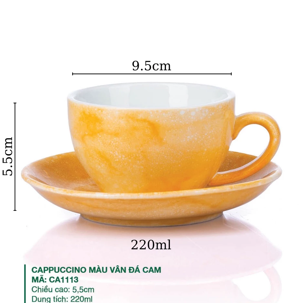 バッチャン焼き正規品 220ml 独創的なオレンジマーブル石目釉 カプチーノセラミックカップ