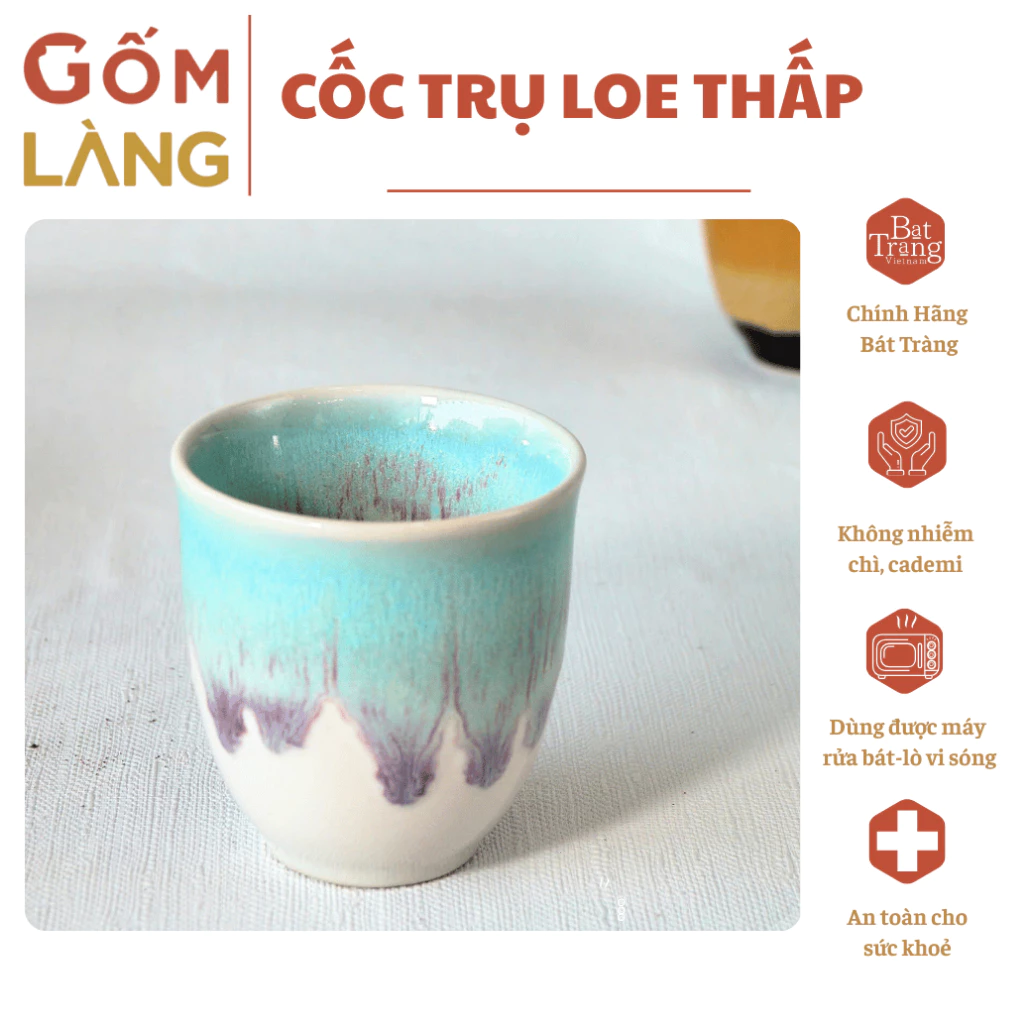 バッチャン焼 手作り 火変釉 青雲マグカップ 170ml | 高品質・安全なベトナム伝統陶器