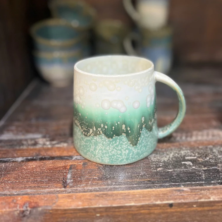 バッチャン焼き 500ml 翡翠結晶釉 マグカップ