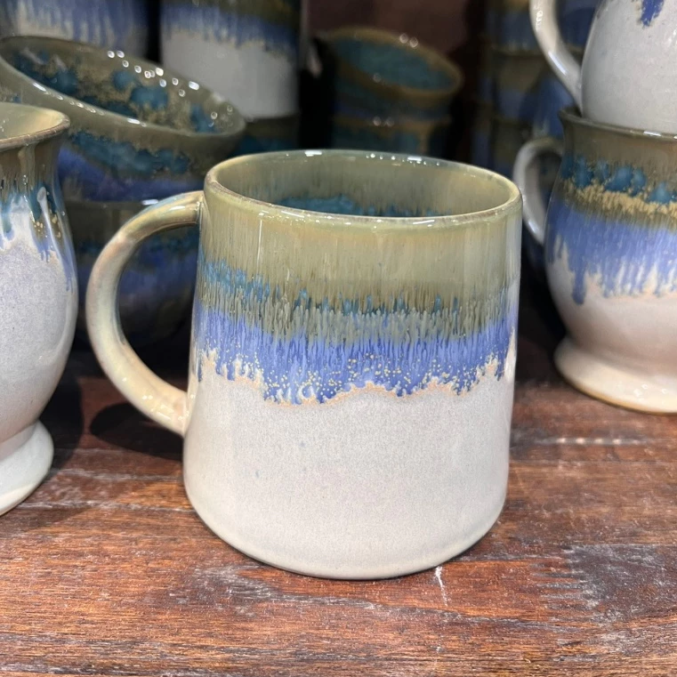 バッチャン焼き 陶磁器 500ml オリーブパープル釉 マグカップ