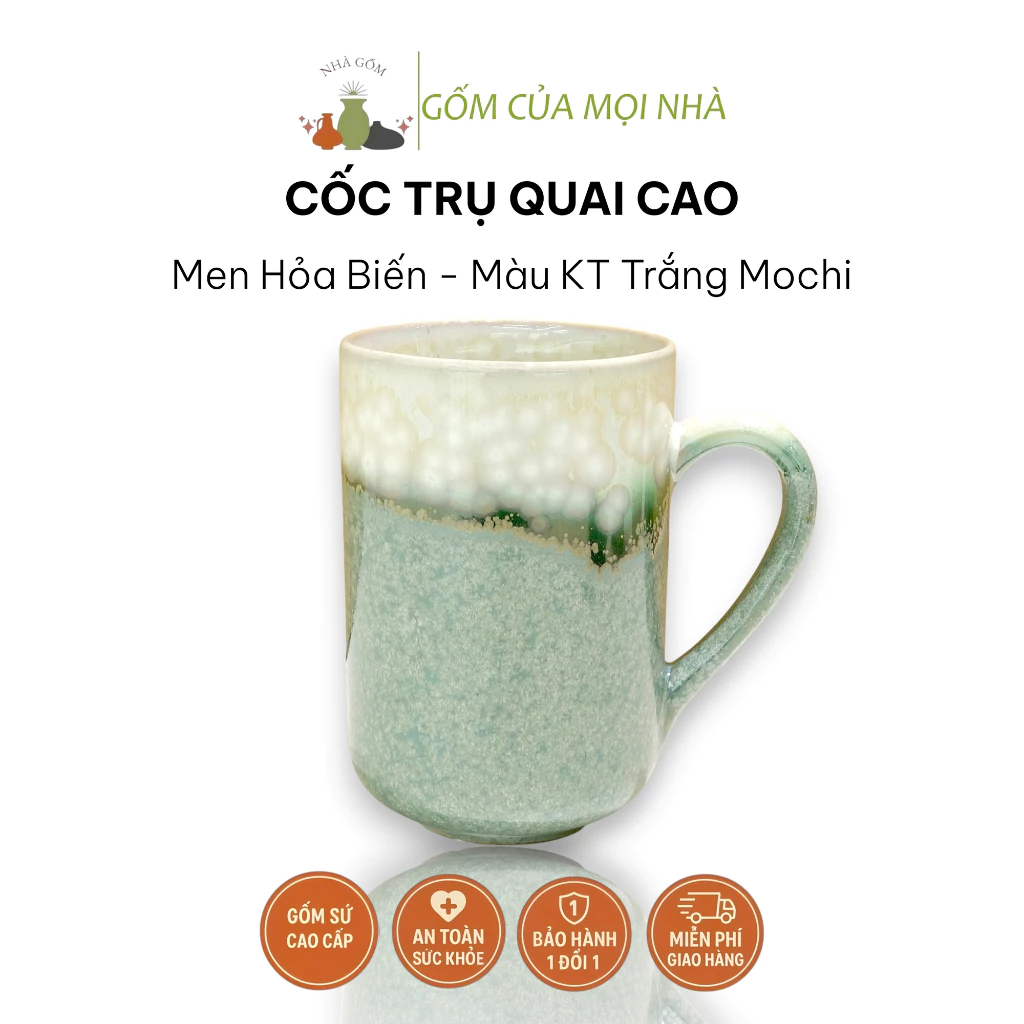 バッチャン焼き 窯変釉マグカップ 250ml - オフィス用保温カップ (お茶・コーヒー用) KT白もちモデル