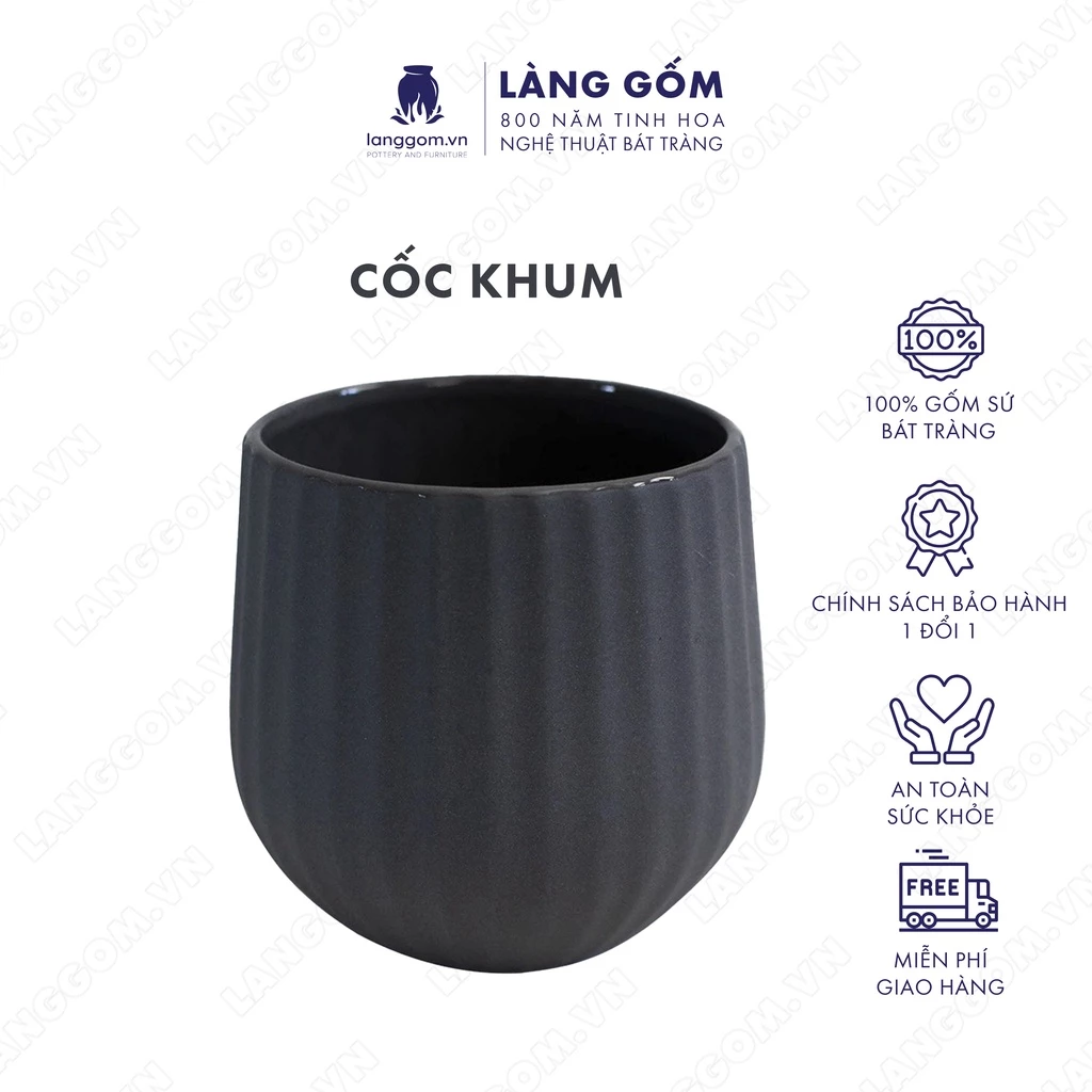 バッチャン焼き 高級陶磁器カップ、マット釉薬、欧風デザイン、330ml、多色展開 - Làng Gốm