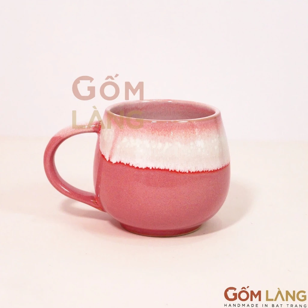 バッチャン焼き 窯変釉「紅雪」瓢箪型マグカップ 360ml - 美しいデザイン、お茶・コーヒーに最適