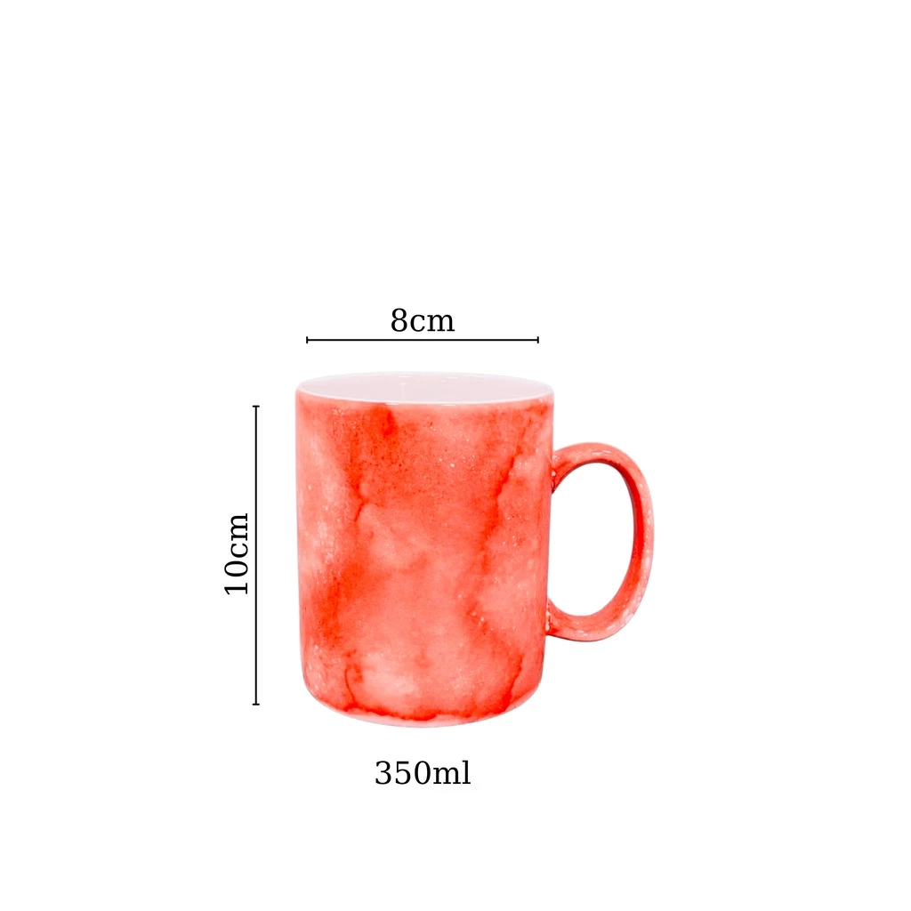 バッチャン焼き本物石目釉薬マグカップ（レッド、330ml） - 水、お茶、コーヒー用