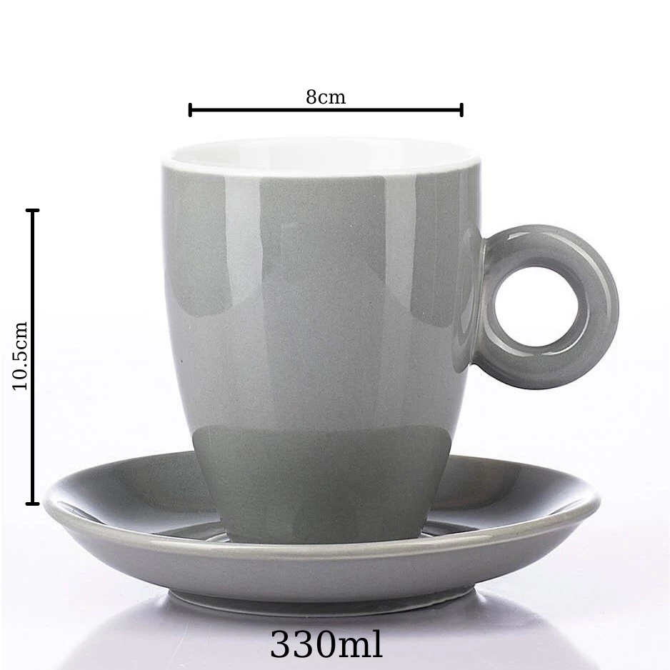 バッチャン焼き 蓋付きストーン釉マグカップ 330ml - グレートーン（茶・コーヒー兼用）