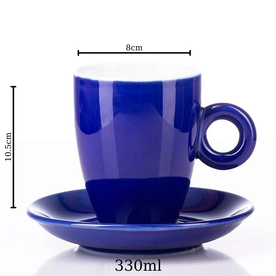 バッチャン焼き 窯変ストーン釉蓋つきマグカップ コバルトブルー 330ml