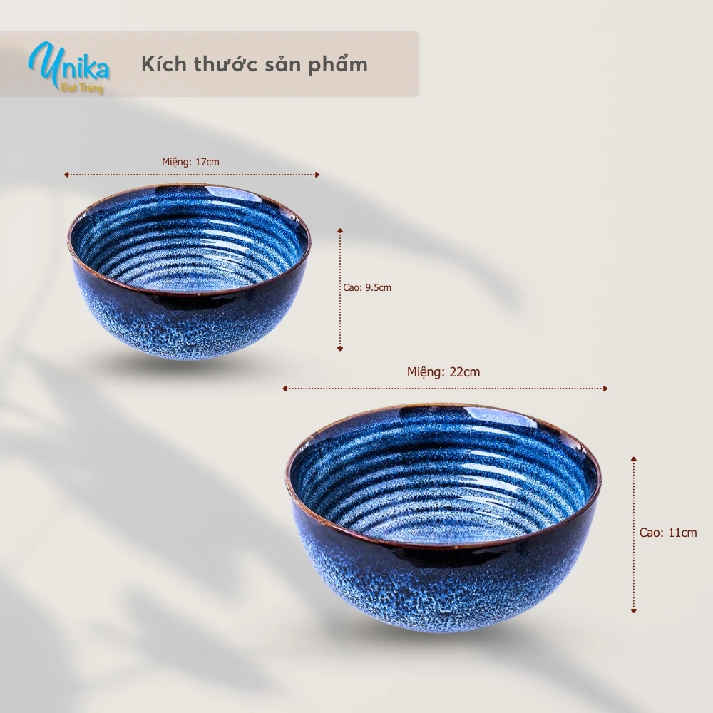 バッチャン焼 高級窯変青釉 深鉢 (丼) カップ型 17cm x 高さ9.5cm - 高品質陶磁器