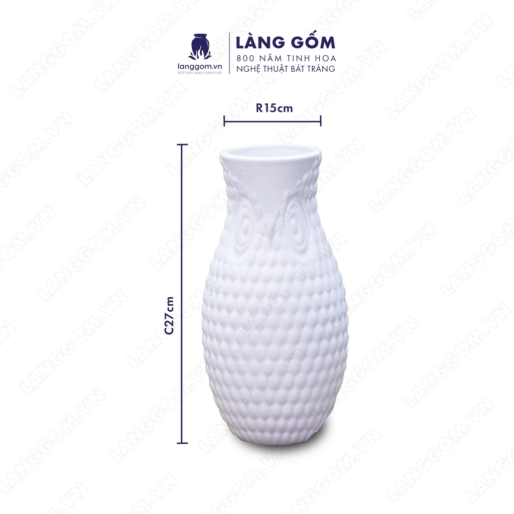 バッチャン高級陶器製 フクロウデザイン 白磁花瓶 - ランゴム