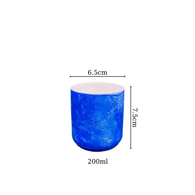 バッチャン高級コバルトブルー ストーングレーズ円筒形セラミックカップ 200ml – 手作りビアマグ風水飲みグラス
