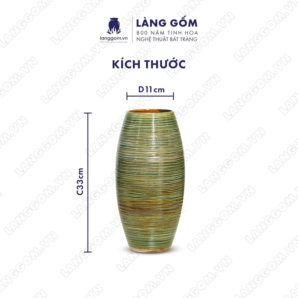 バッチャン焼 高級窯変釉花瓶 ドライウッド色 大型ボンブ型 - ギフト・インテリア装飾に - ラングゴム