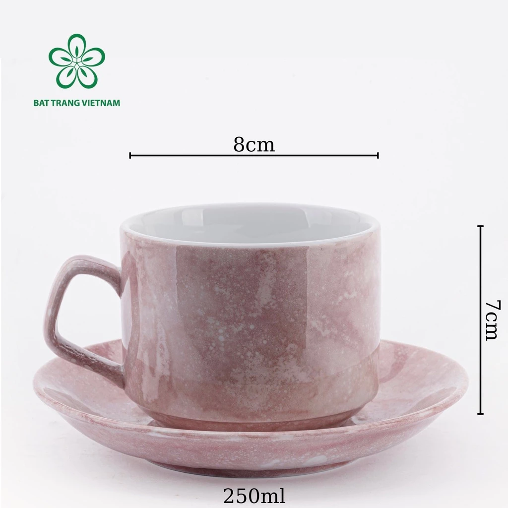 バッチャン焼き 高級ピンク大理石柄セラミックマグカップ 250ml - コーヒー・ティー兼用