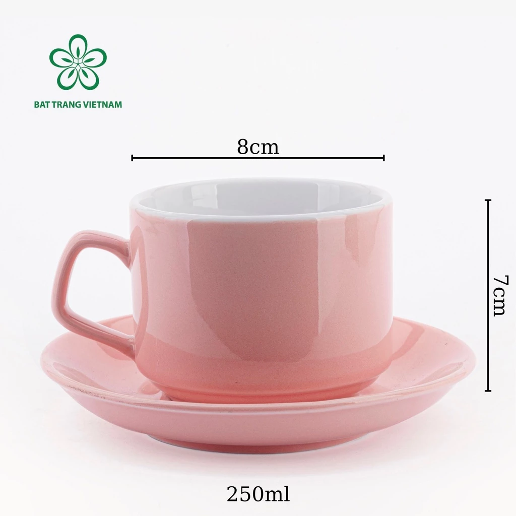 バッチャン焼き 高級ストーン柄セラミックマグカップ 250ml - ピンク無地 コーヒー＆ティーカップ