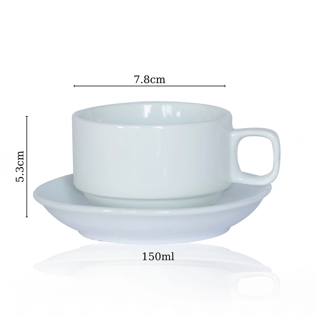 バッチャン焼き高級石目模様陶器コーヒーカップ - 150ml 白マグカップ