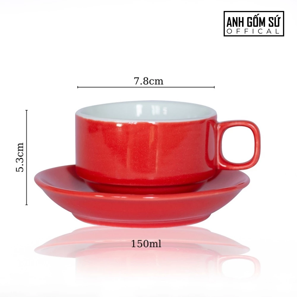 バッチャン焼 高級石目調セラミックコーヒーカップ 150ml 赤