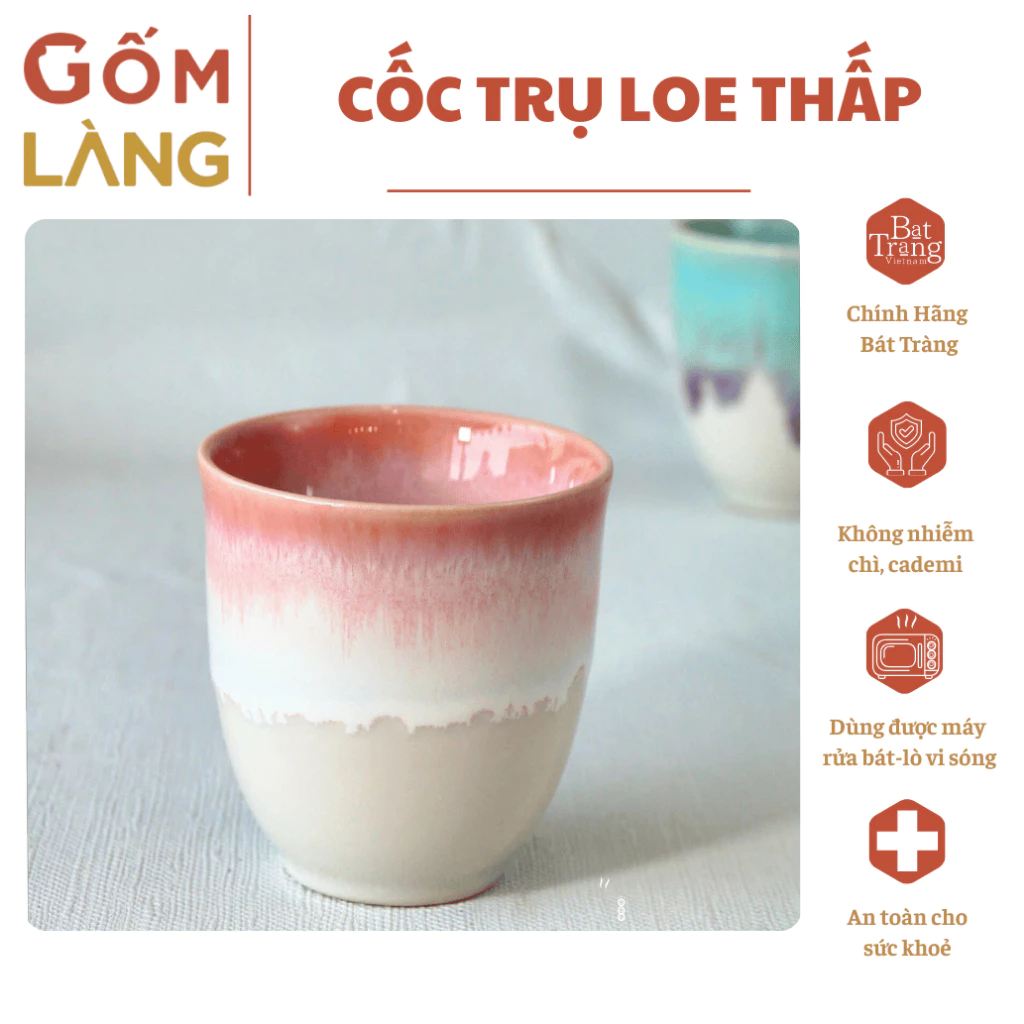 バッチャン焼き 窯変釉カップ 170ml - 低型フレアスタイル 高級陶器 (健康安全)