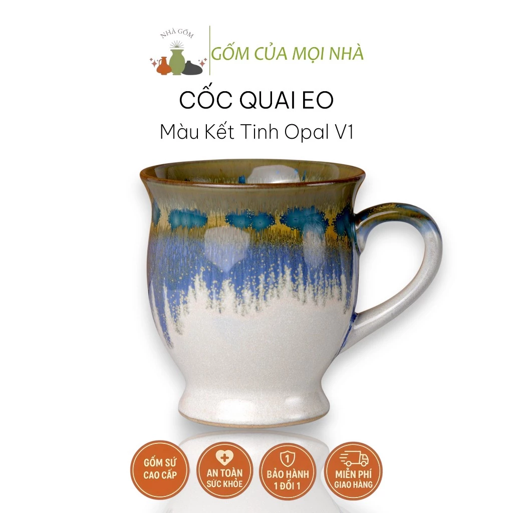 バッチャン焼き 窯変釉マグカップ 500ml オパールV1 | 高品質陶器製 カップ・グラス