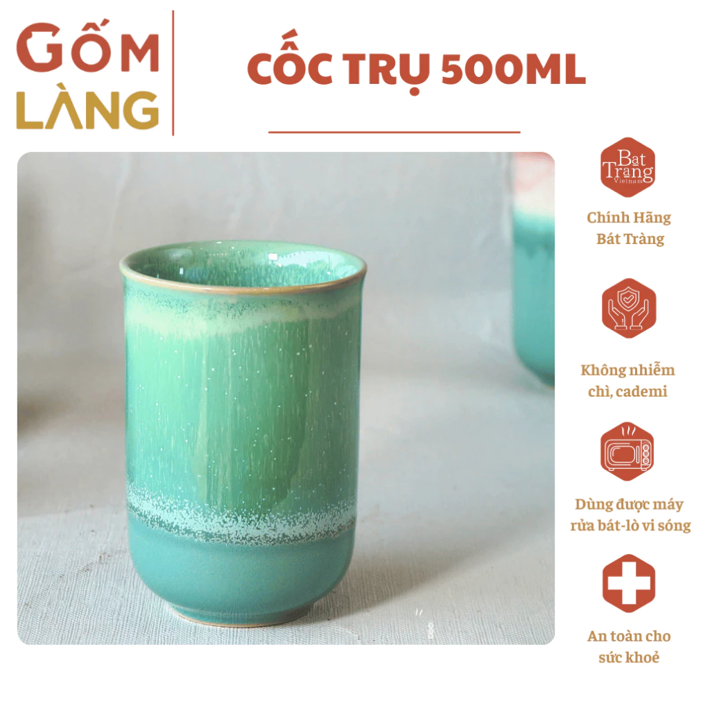 バッチャン焼き 炎変釉 500ml シリンダーマグ「玉露の朝露」- 水・お茶・コーヒー用