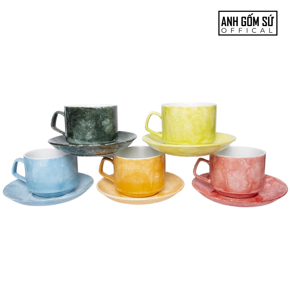 バッチャン焼き 高級陶器マグカップ 250ml マーブル模様 (大理石調) コーヒー・ティーカップ オレンジカメオ