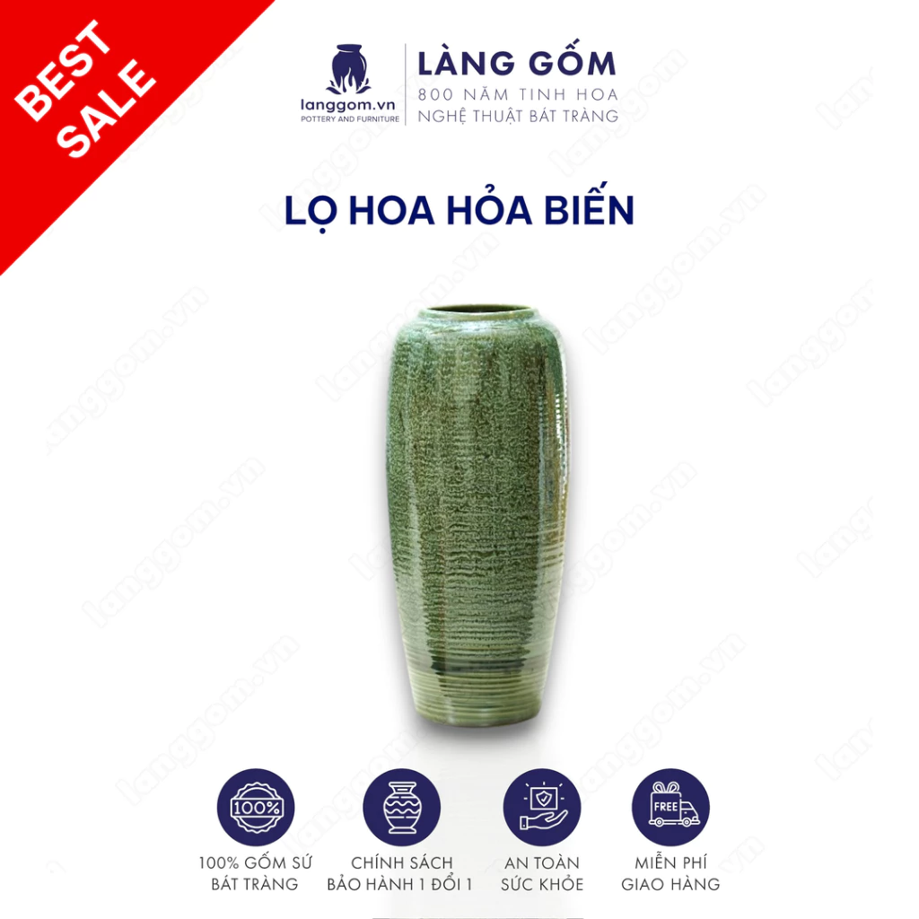 バッチャン焼き 高級 窯変釉 花瓶 天青色 傘型 - 伝統工芸品