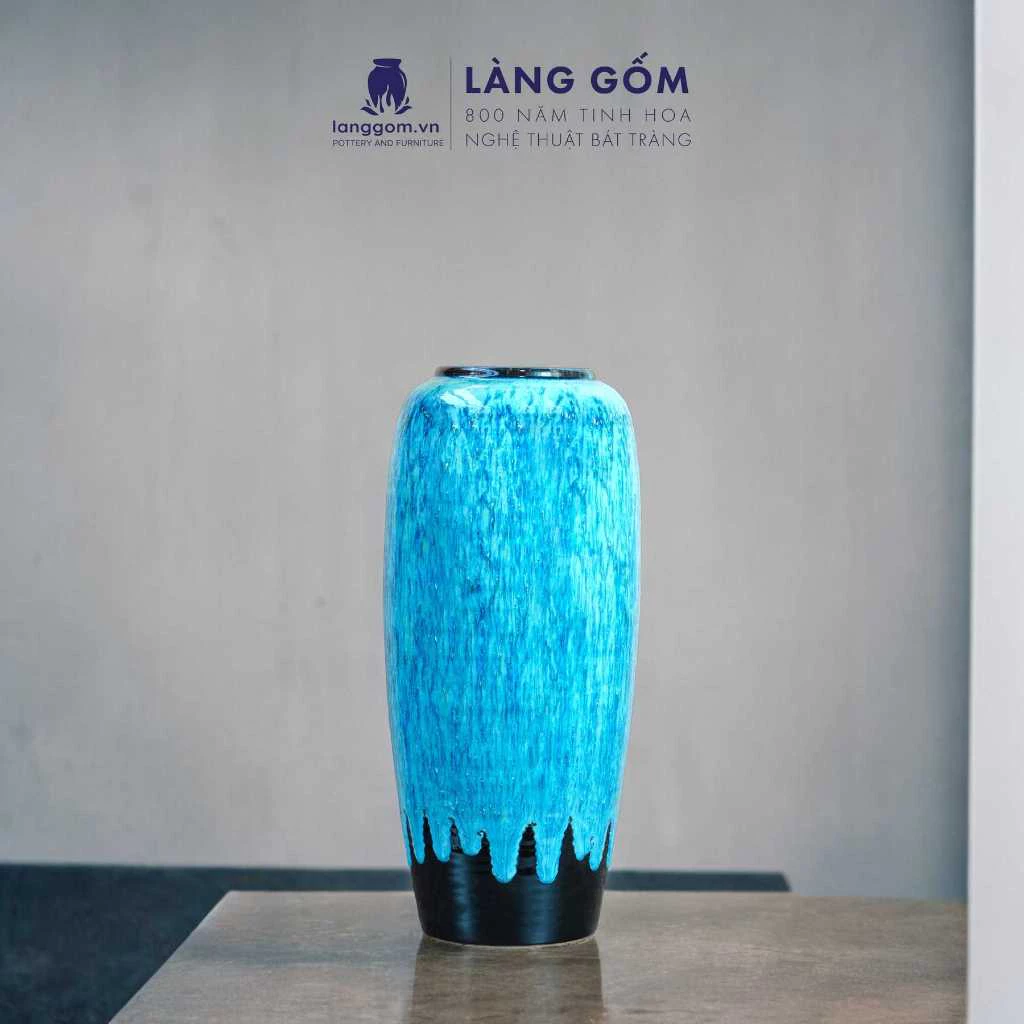 バッチャン焼き高級窯変釉花瓶 - 青銅色エレガント筒型デザイン - ギフト・インテリア装飾用