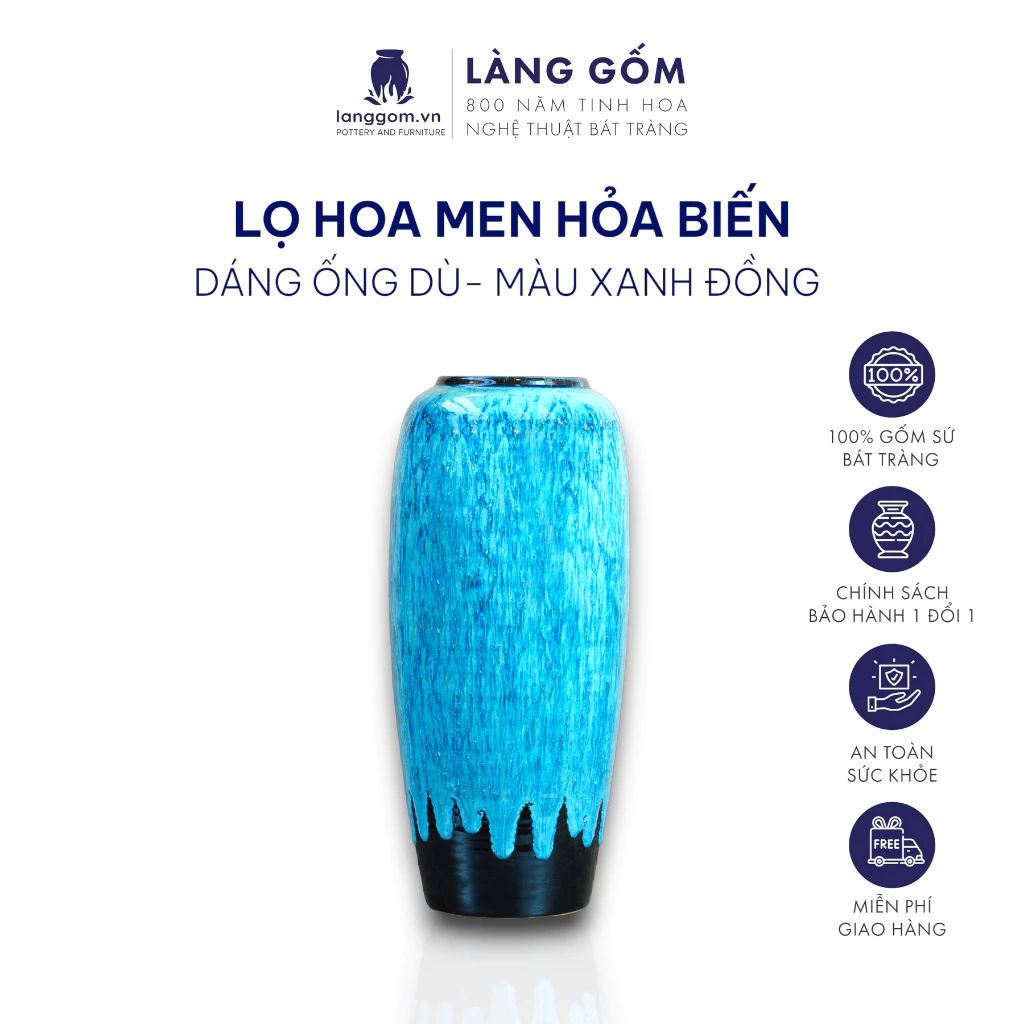 バッチャン焼き高級窯変釉花瓶 - 青銅色エレガント筒型デザイン - ギフト・インテリア装飾用