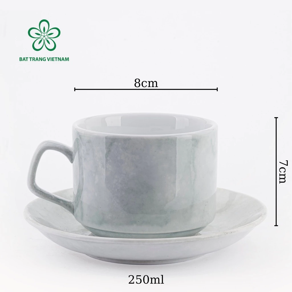 バッチャン焼き 高級大理石柄セラミックカップ 250ml - グレーマーブル コーヒー/ティーカップ