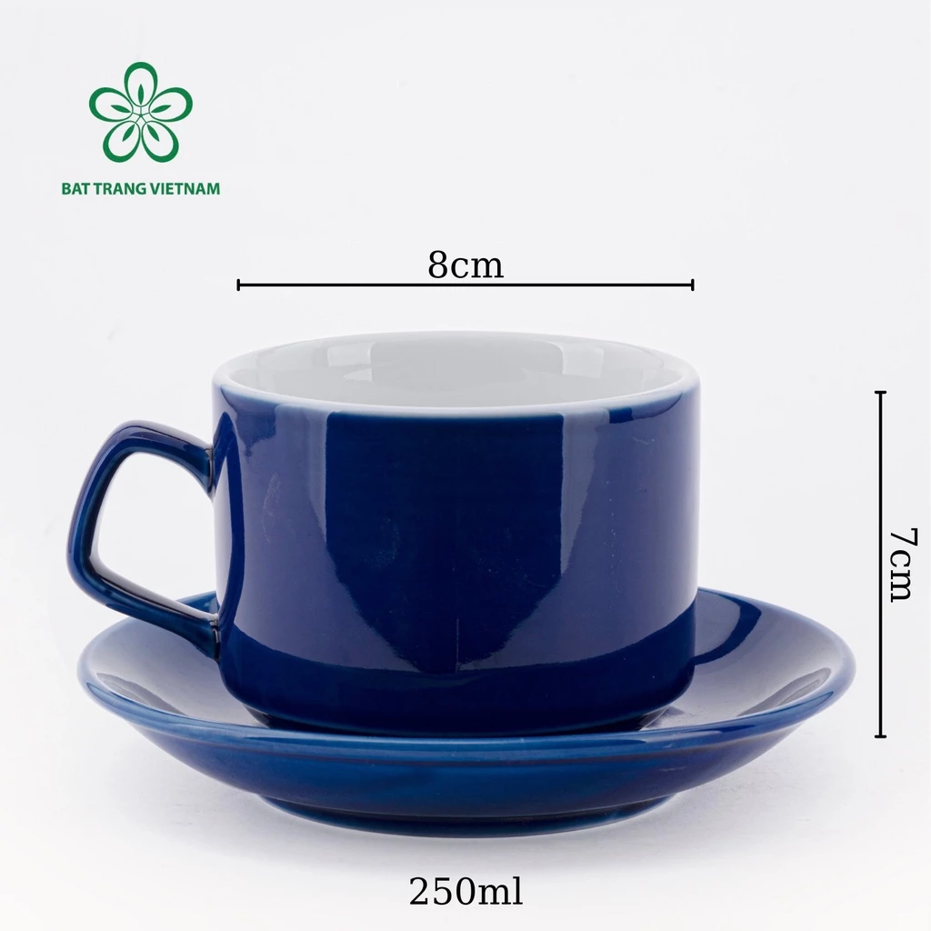 バッチャン焼き 高級石目調セラミックマグカップ 250ml コバルトブルー 無地 コーヒー/ティーカップ