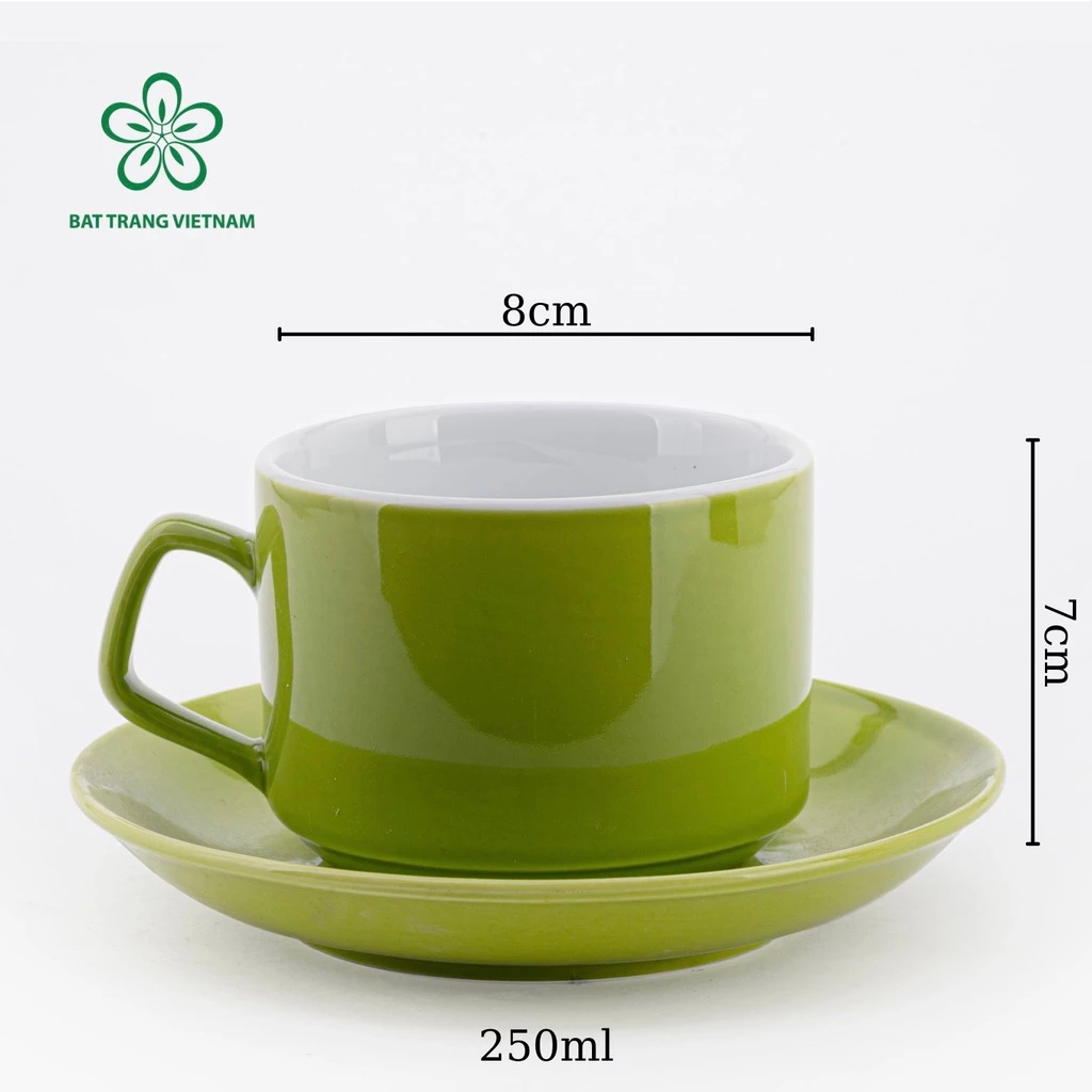 バッチャン焼 高級石目調セラミックマグカップ 250ml - 澄んだコーングリーン