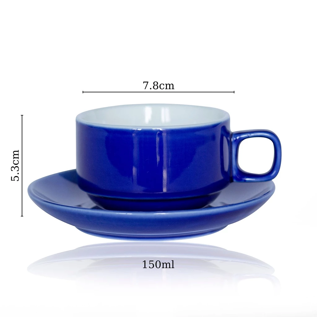 バッチャン焼き高級石目模様セラミックコーヒーカップ 150ml コバルトブルー