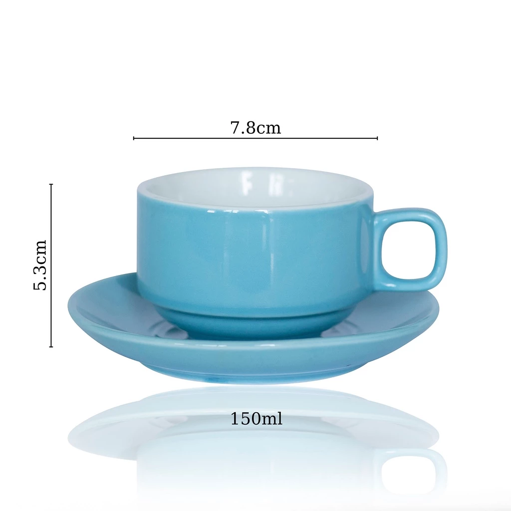 バッチャン焼き 高級ストーンパターン陶器カップ 150ml – ブルー 珈琲・カフェオレ用