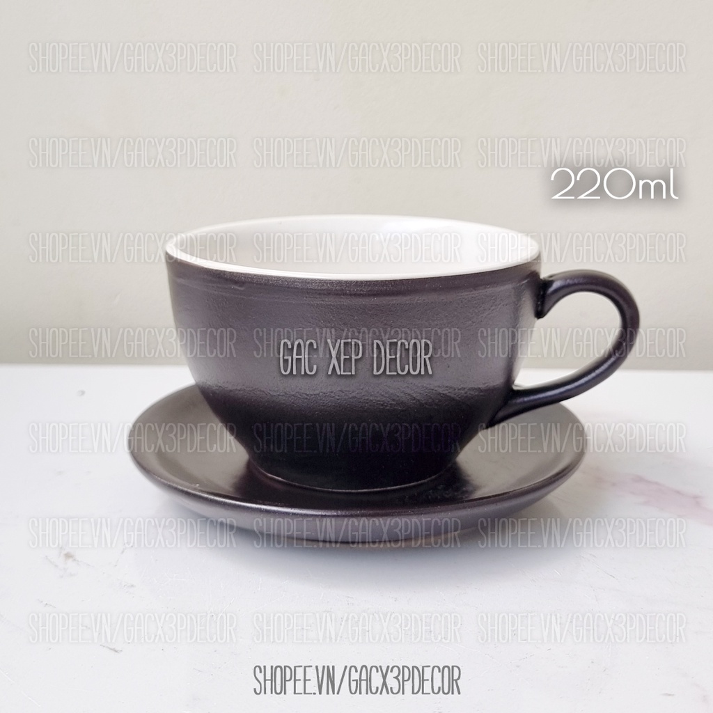 バッチャン ドリンクカップ、直径 9cm、220ml - 黒と白