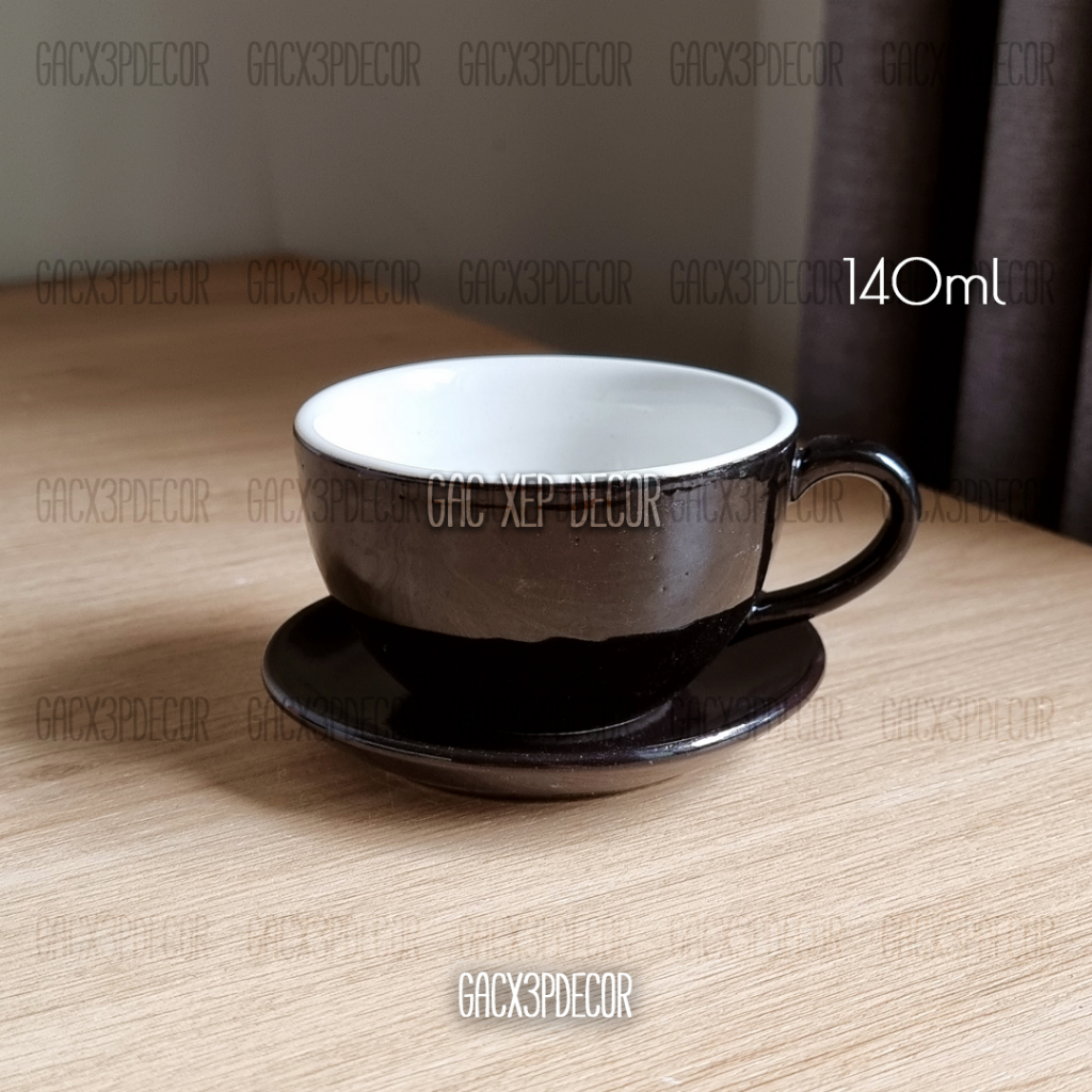 バッチャン ドリンクカップ、直径 9cm、140ml - 黒と白