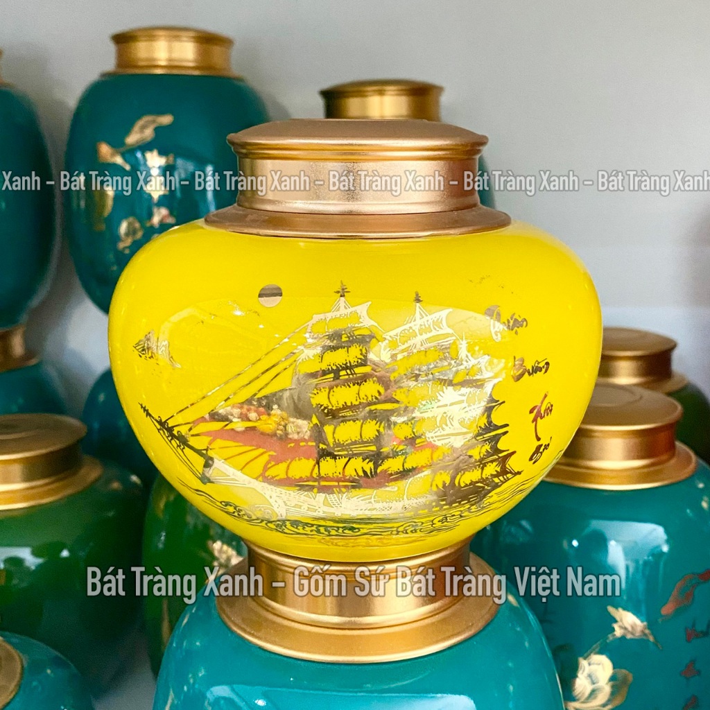 バットチャン TBXQ 茶筒 密閉蓋 小サイズ Bát Tràng陶器