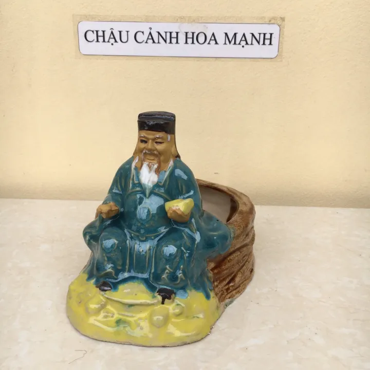 ベトナム雑貨 バッチャン焼き(陶器)の置物 福の神 SP497 BAT TRANG