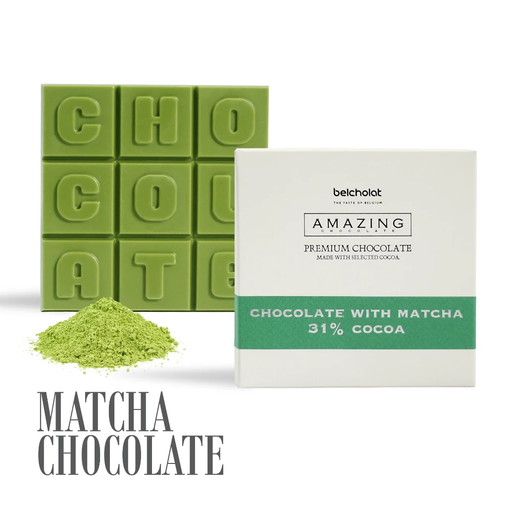 ベルショコラ アメイジング 抹茶チョコレート 31%カカオ – なめらかにとろけ、ほのかな苦みと爽やかな春の味わい、上品な贈り物
